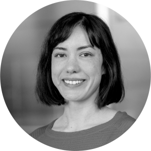 headshot of a woman with a black bob and bangs