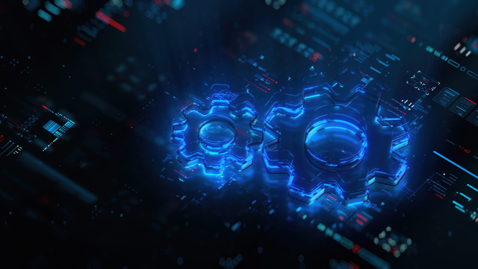 Digital gears icon hologram